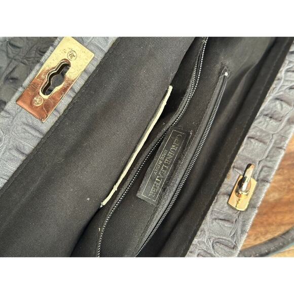 Women's Gray Genuine Leather Stamped Alligator Borse En Pelle Satchel Bag - Picture 9 of 10